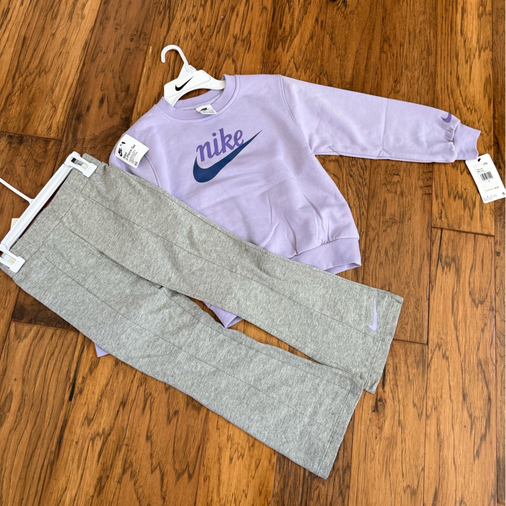 Nike Kids' Purple and Gray Sweatpants Set